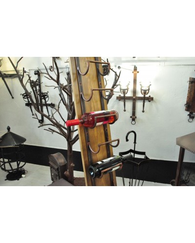 Botellero de forja y madera ref 200024